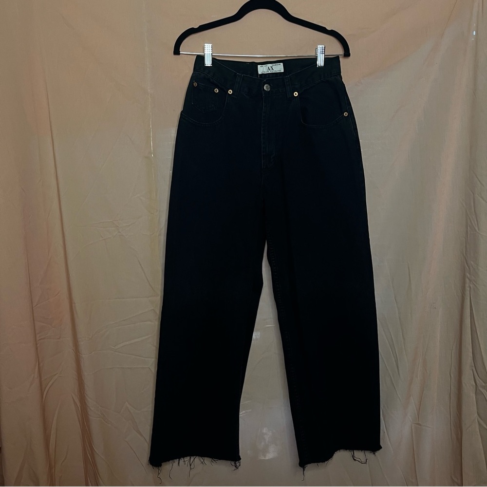 SOLD • Armani Exchange DREAMY Vintage Cropped Black High Waisted Wide Leg Jeans